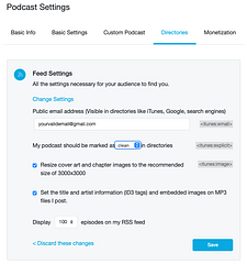 Podomatic | RSS feed settings